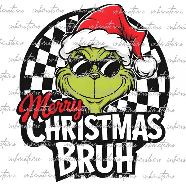 Merry Christmas Bruh Png, Mean Guy Christmas Movies Png, Funny Santa Bruh Christmas Png, Cartoon Xmas Checkered PNG, Trendy Christmas Design