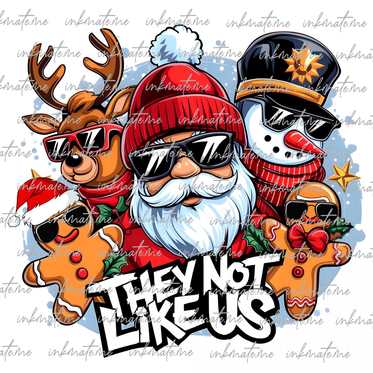 They Not Like Us Christmas Png, Black Santa Png, Holiday Winter, African American Christmas Png, Hip Hop Png,Gingerbread,Trendy Shirt Design