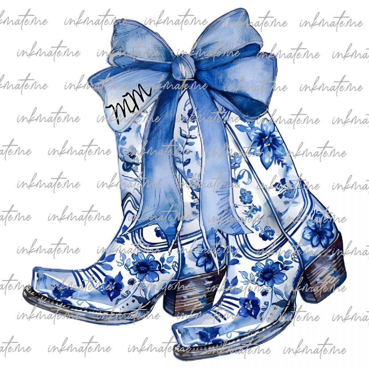 Am I Okay?" Digital PNG Design – Blue Floral Cowboy Boots with Country Music-Inspired Sass