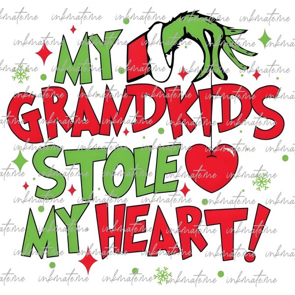 My Grandkids Stole My Heart Svg,Christmas Kids Name Svg,Grandma Gift Xmas Svg,Custom My Grandkids Stole My Heart Png,grinch svg png,Xmas Svg