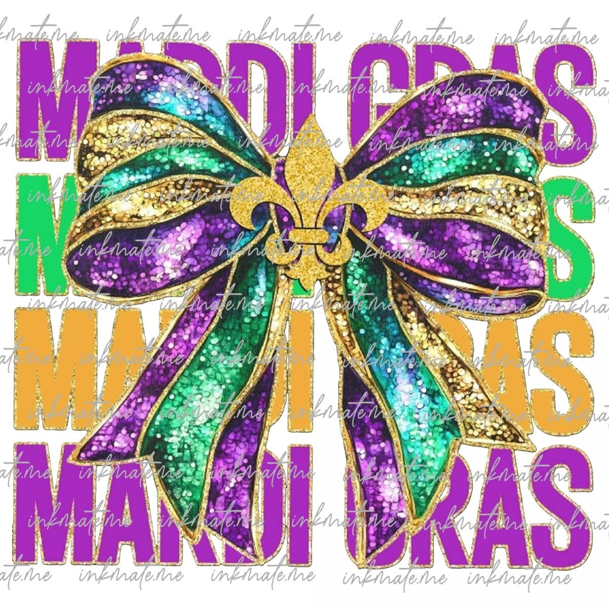 Glitter Mardi Gras Coquette Bow Png, Mardi Gras Png, Mardi Beads Louisiana Festival Shirt, New Orleans Carnival Bow, Mardi Gras Sublimation