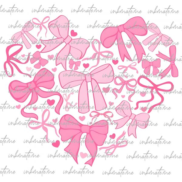 Coquette Valentine Heart PNG, Valentine png, Valentines day png, Valentine Bow Png, Pink Valentine Png, Valentine love Png, Girls valentine