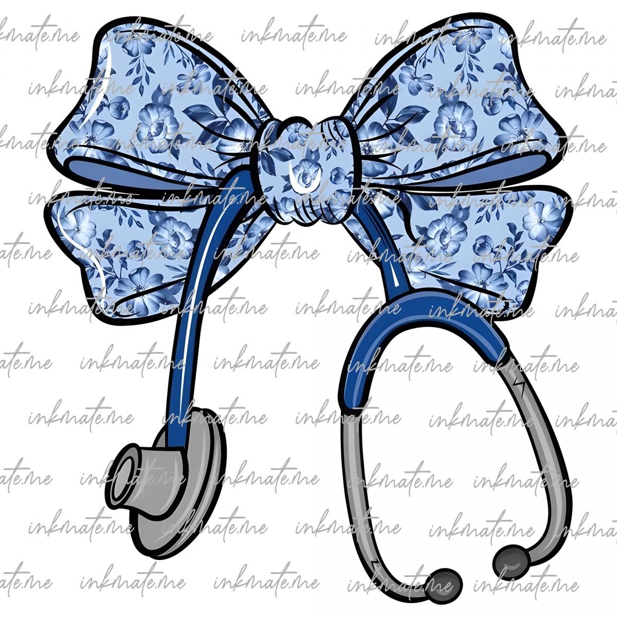 Nurse Coquette Png, Nurse Bow Ribbon Stethoscope Sublimation designs Hand Drawn