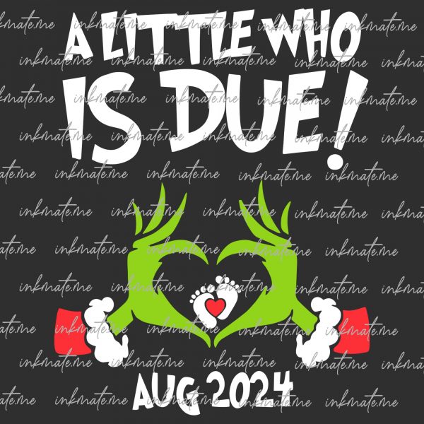 Grinchmas Couples A Little Who Is Baby Due 2025 Png, The Man Behind The Little Who Png, Pregnancy Announcement Christmas,A Little Who Is Due