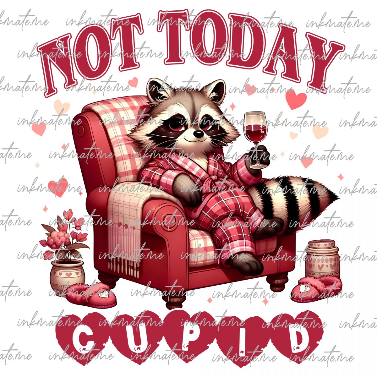 Retro Not Today Cupid Png, Funny Raccoon Valentines Day Png, Cute Animal Sarcastic Png, Valentines Feral Png, Sassy Humor Vday Png