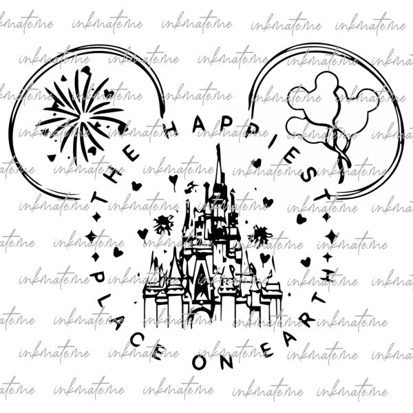 Two Sided Mouse Png Svg, The Happiest Place One Earth Png, Mouse Png, Family Vacation,Magical Castle Svg, Cricut File