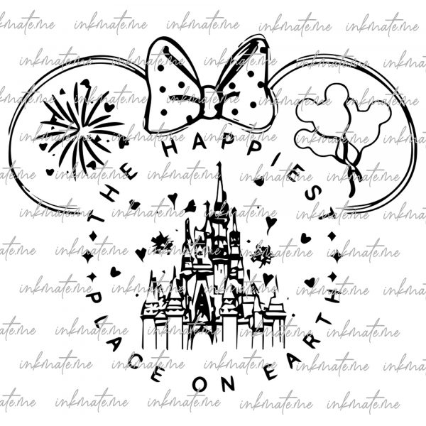 Two Sided Mouse Png Svg, The Happiest Place One Earth Png, Mouse Png, Family Vacation,Magical Castle Svg, Cricut File