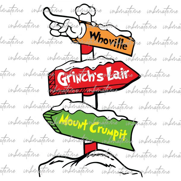 Grinch Signs SVG, Grinch Direction Signs SVG, Whoville SVG, Clipart, Files For Cricut, Cut Files For Silhouette, Dxf, Png, Vector, Laser Cut