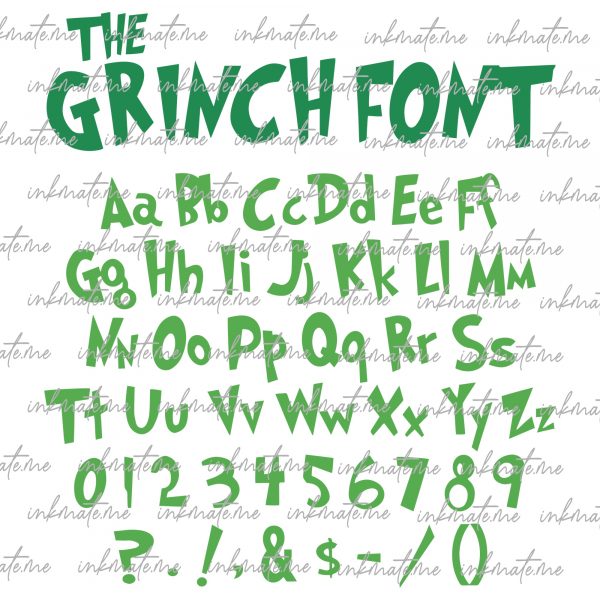 Green Font Svg Bundle, Green Character Font, Christmas Holiday Fonts Svg, Christmas Alphabet, Grinch Font, Christmas Doodle Letters Svg,Png