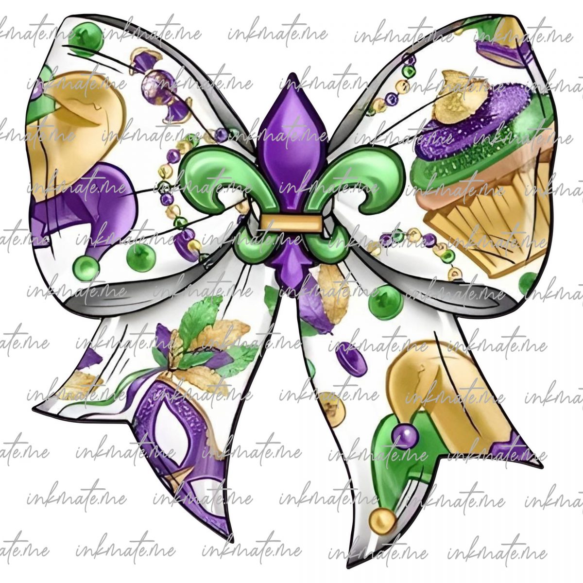 Mardi Gras Coquette Bow PNG, Mardi Gras Png, Fleur De Lis Png, Glitter, Mardi Gras Coquette Png, King Cake Png, Louisiana Crawfish Png