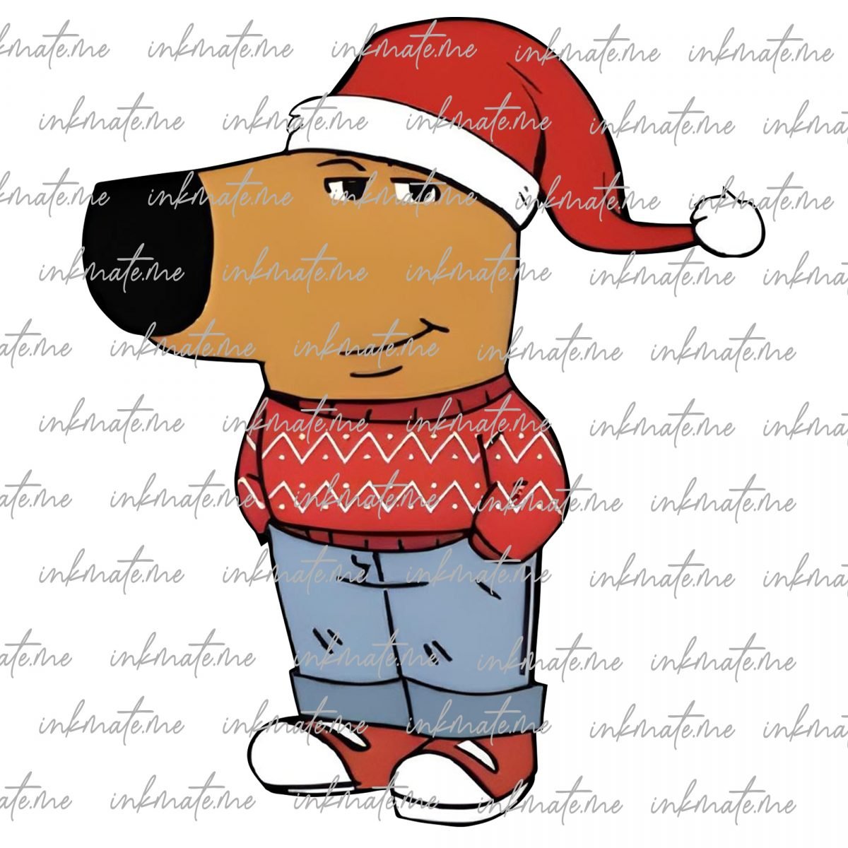 Merry Christmas Just A Chill Guy Meme Shirt Png, Just A Chill Guy Ugly Christmas, Dog Meme Cartoon Clipart, Trending File, Gift For Friends