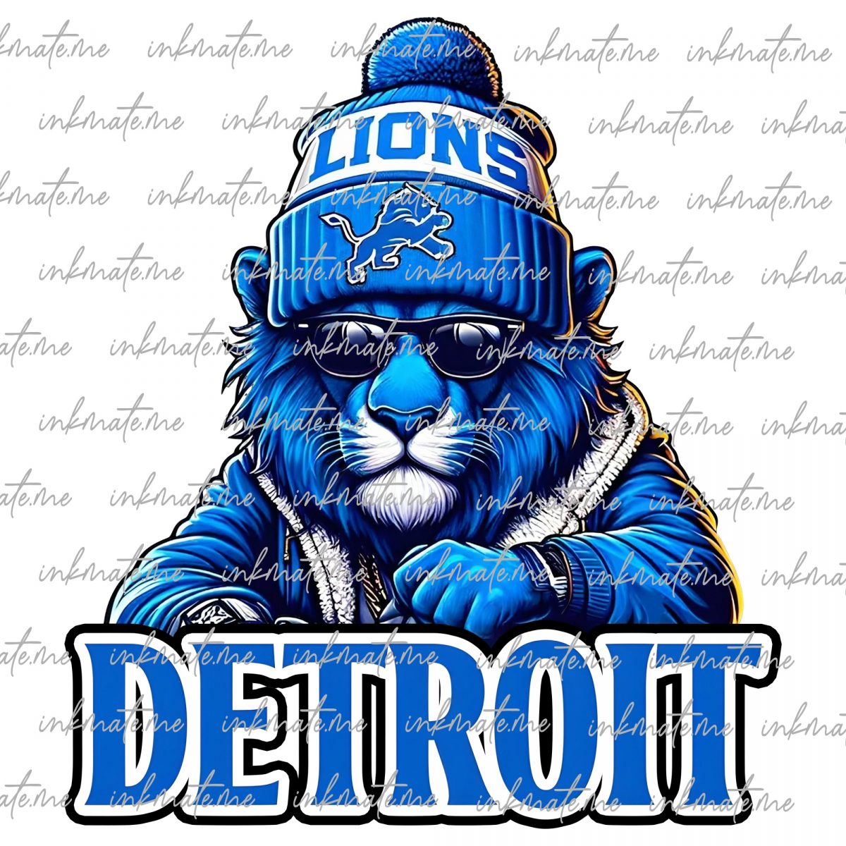 Detroit Mascot Cool Lion football PNG - Sports Sublimation & DTF Digital Download Canva Tshirt Hoodie tumbler sweater decal etc.