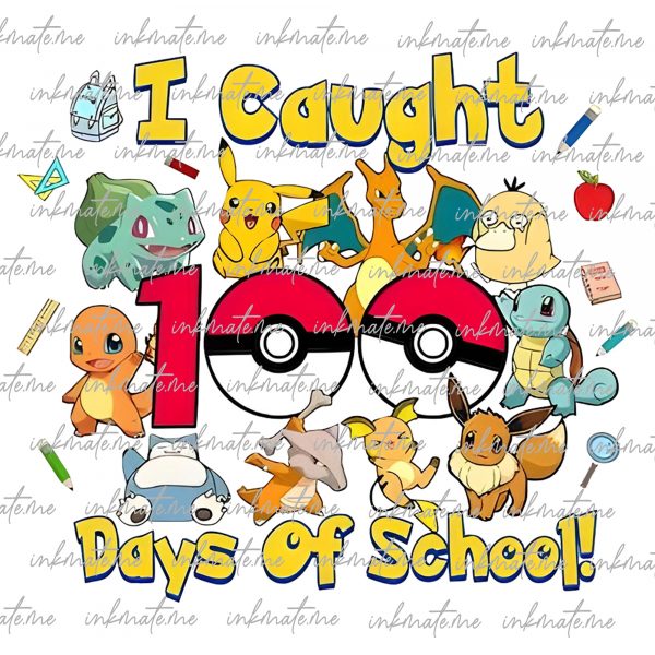 100 Days Of School Png, Pi-ka 100 Days Of School Png, Happy 100 Day Of School Png, 100th Days Of School Png, Magical Kingdom, Back To School