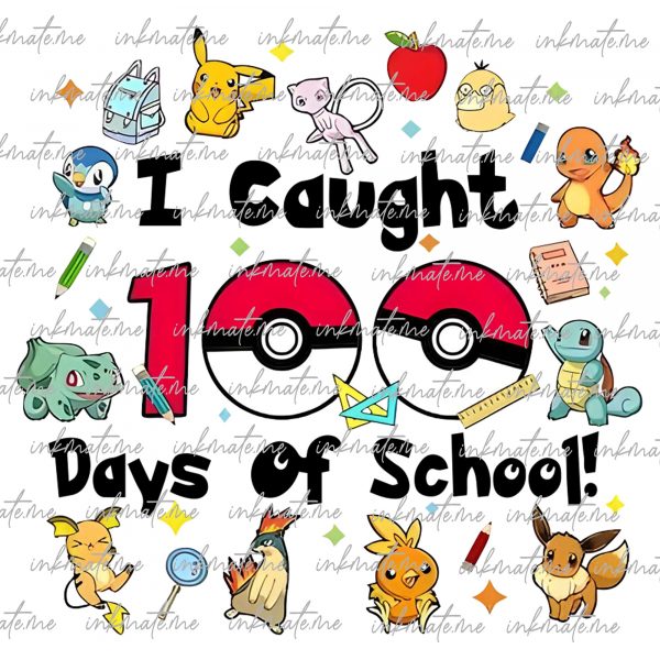 100 Days Of School Png, Pi-ka 100 Days Of School Png, Happy 100 Day Of School Png, 100th Days Of School Png, Magical Kingdom, Back To School