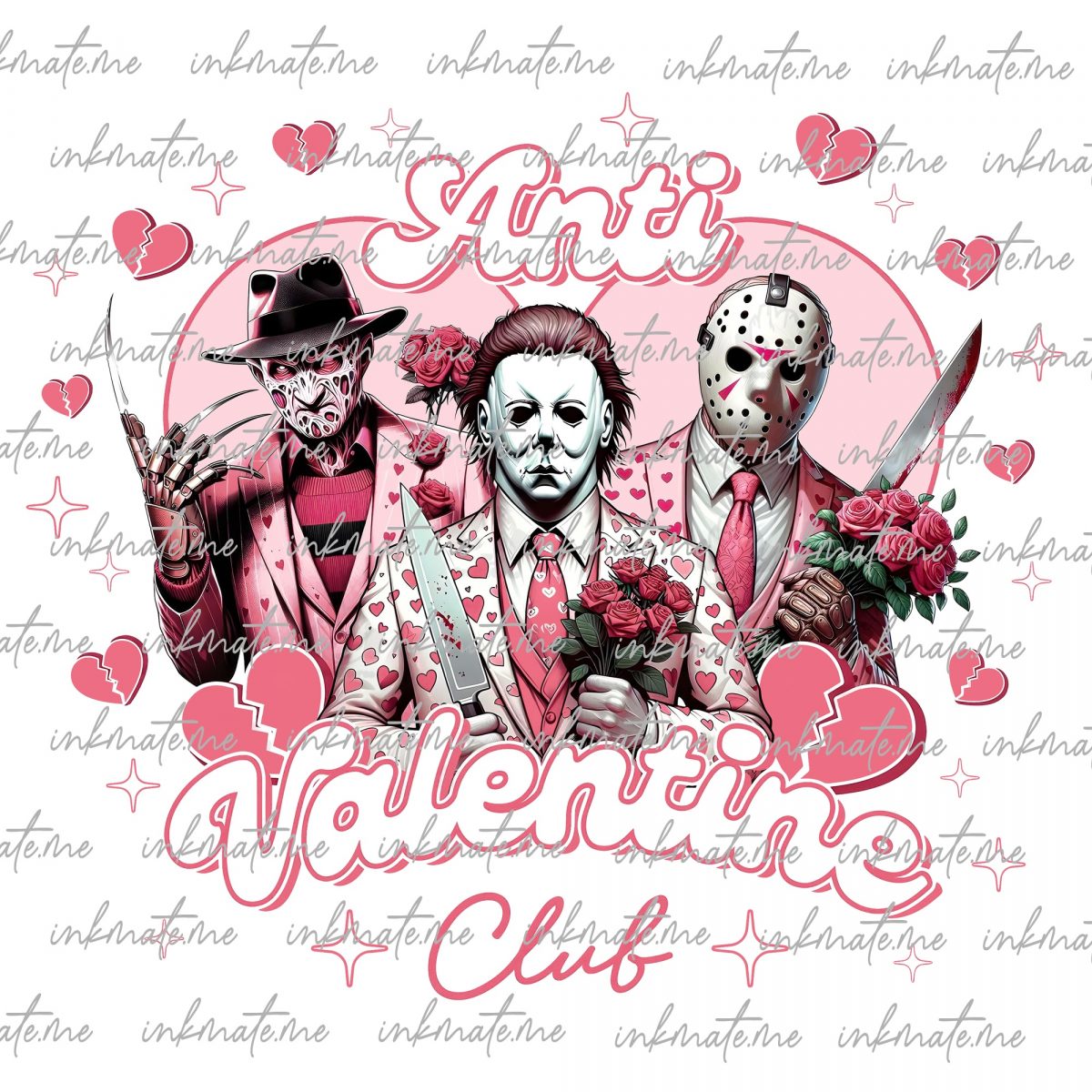 Anti Valentine Club Horror Friends Png, Horror Characters Valentine Png, Trendy Valentine Killer Friends Png, Scary Valentine Movie Png