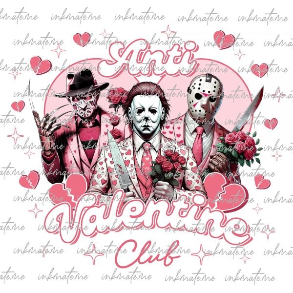 Anti Valentine Club Horror Friends Png, Horror Characters Valentine Png, Trendy Valentine Killer Friends Png, Scary Valentine Movie Png