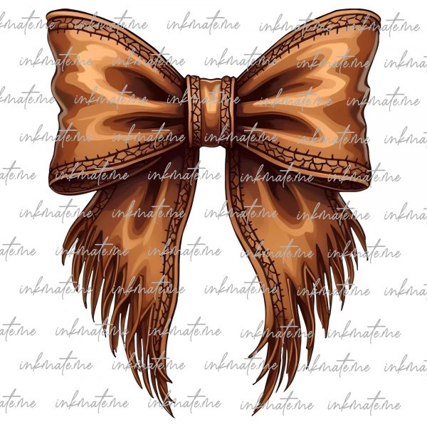 Western Cowgirl Bow Png, Rustic Bow PNG Design, Western Leather Bow Clipart, Textured Leather Bow PNG, Western-Themed Bow Illustration