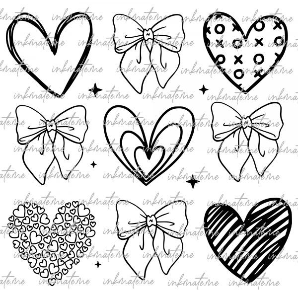 Valentine Coquette Heart Png, Valentine's Day Coquette Png, Valentine Bow Png, XoXo Png, Valentine Shirt Design, Doodle Heart, Be Mine Png