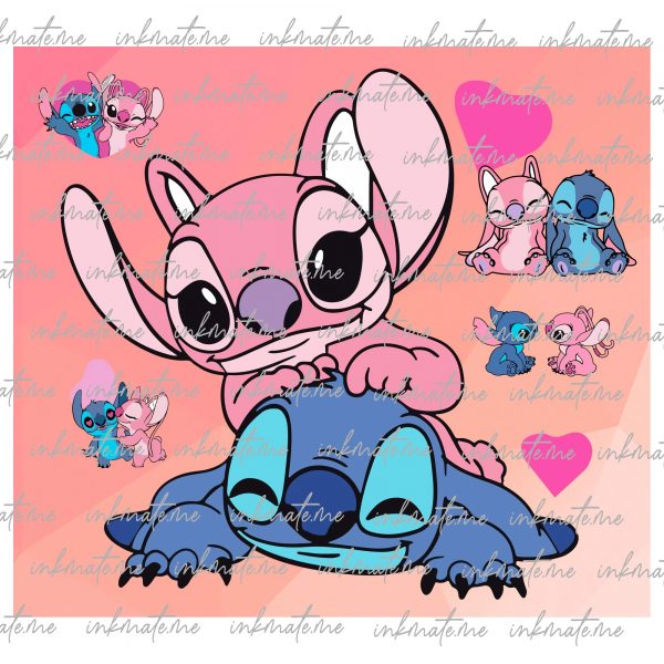 Stitch Couple, Valentine Tumbler, Stitch Love, Lilo and Stitch Valentine, Adorable Stitch, Stitch Design, Stitch Valentine, Romantic Stitch