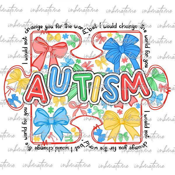 Autism Awareness Coquette Png, Retro Autism Bow PNG, Autism Mama PNG, Autism Advocate Png, Special Education, Neurodiversity Png