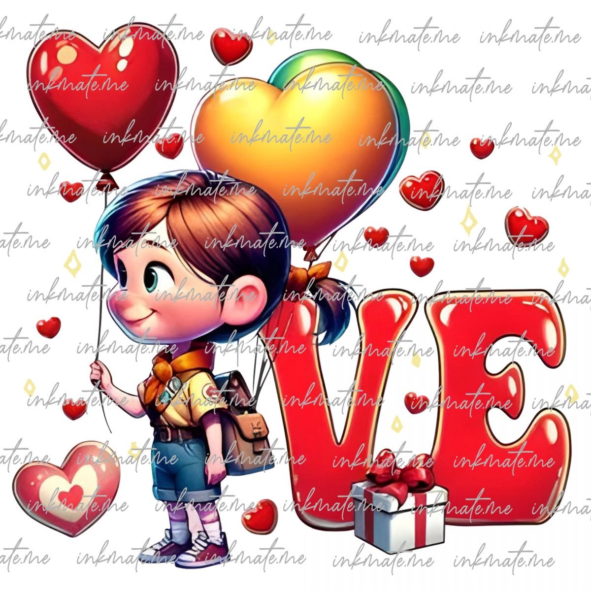 Retro Valentine Love Cartoon Png, Valentine Balloon Couple Matching Shirt Png, Happy Valentine Cartoon Png, Couple Love XOXO Png